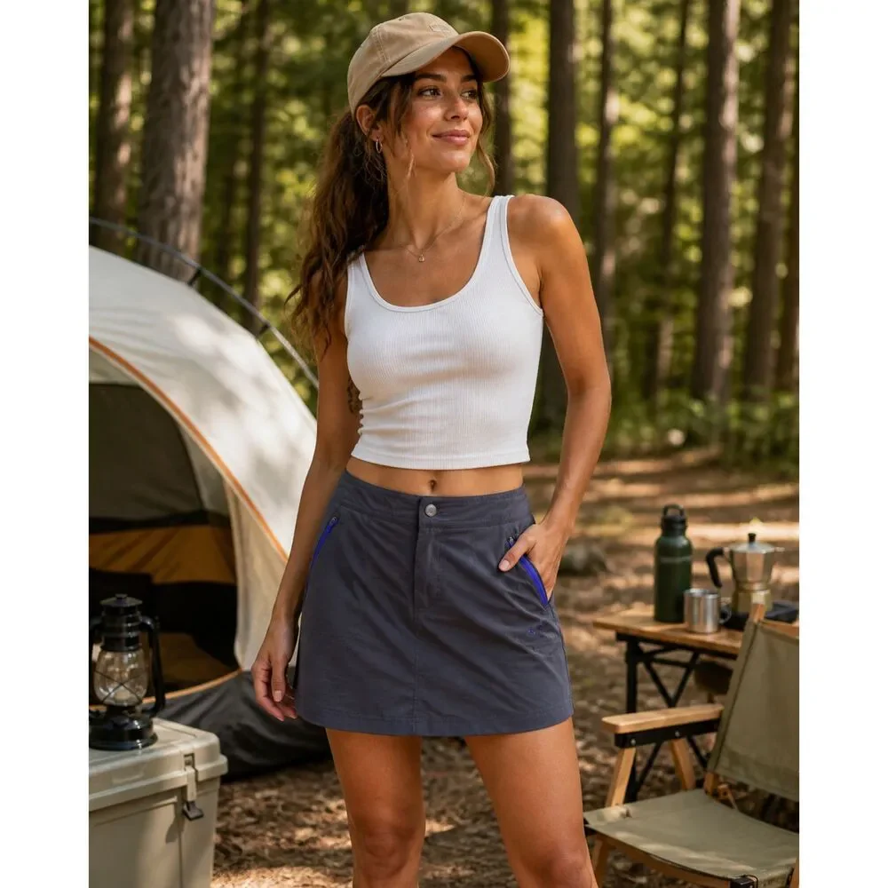 Title Nine Rogue Skort Gray Hiking Athletic Gorpcore Pickleball Outdoors Size 4